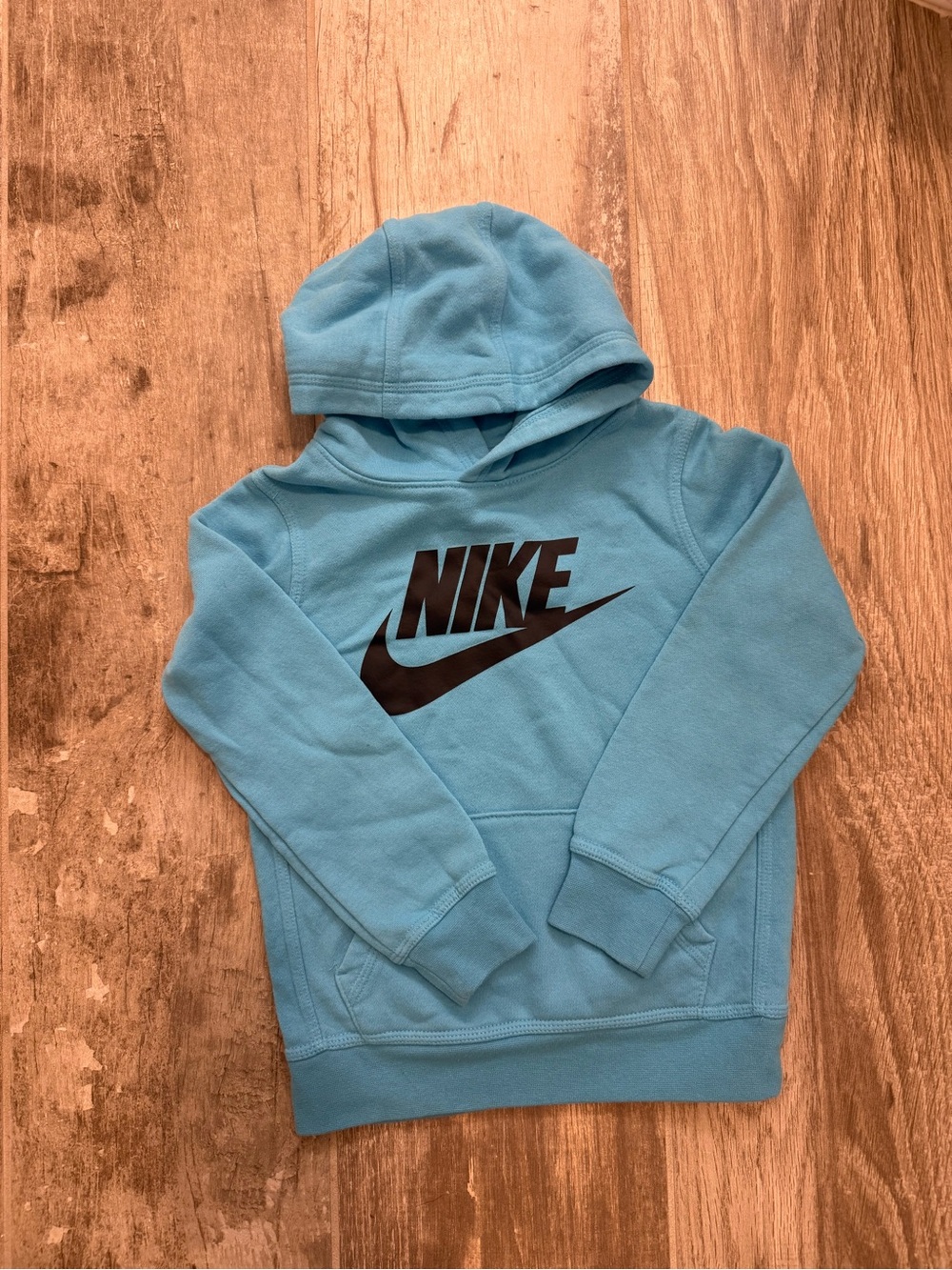 Nike Kids Light Aqua Hoodie with Black Logo